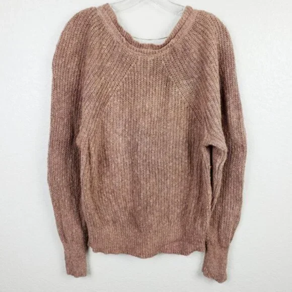 Free People Electric City Ribbed Sweater Knit Pullover Cotton/Linen Boho size L - Picture 3 of 10
